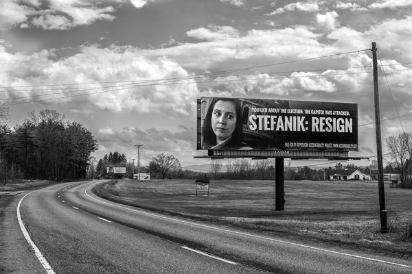 A billboard along Route 149 in Fort Ann, N.Y., calls on U.S. Rep. Elise Stefanik, R-Schuylerville, to resign. The message was bankrolled by a group of anti-Trump conservatives. Joan K. Lentini photo A billboard along Route 149 in Fort Ann, N.Y., calls on U.S. Rep. Elise Stefanik, R-Schuylerville, to resign. The message was bankrolled by a group of anti-Trump conservatives. Joan K. Lentini photo